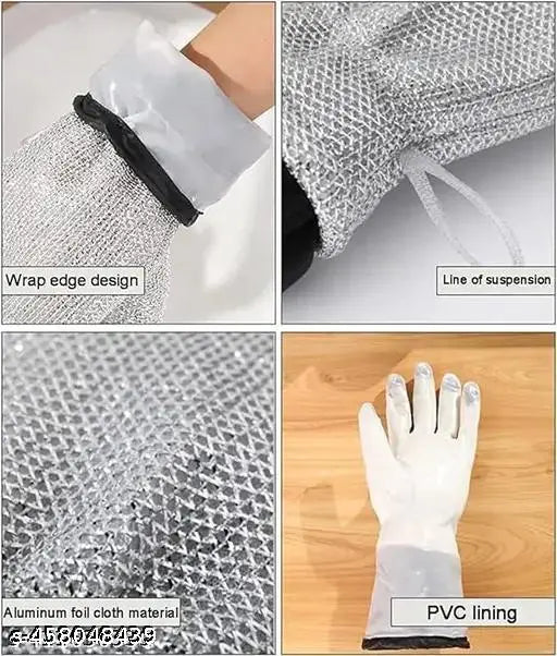 1 PAIR Wire Dishwashing Gloves, Kitchen Cleaning Gloves, Kitchen Gloves For Washing Dishes & Wiping Pots