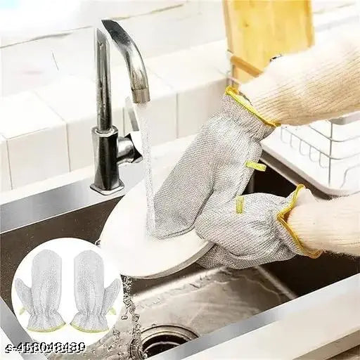 1 PAIR Wire Dishwashing Gloves, Kitchen Cleaning Gloves, Kitchen Gloves For Washing Dishes & Wiping Pots