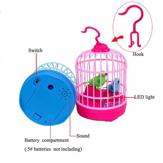 Lovely Talking Bird Cage for Kids with Light and Music Voice Controlled