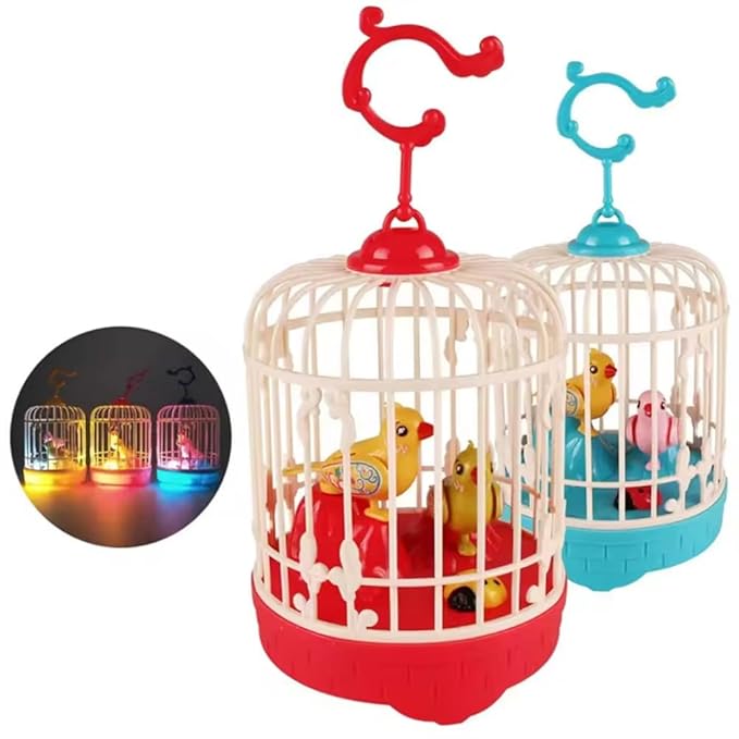 Lovely Talking Bird Cage for Kids with Light and Music Voice Controlled