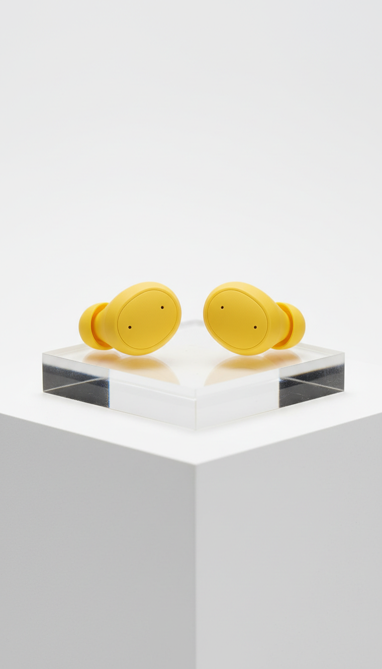 Wireless earbuds in pop yellow